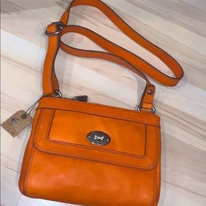 NEW with tags Fossil Orange leather purse